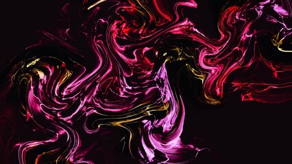 Elegant dark alcohol ink background with marble texture, abstract space theme, pink and red design elements, purple accent, modern fluid art texture, orange colour mix, hand drawn painting wallpaper	