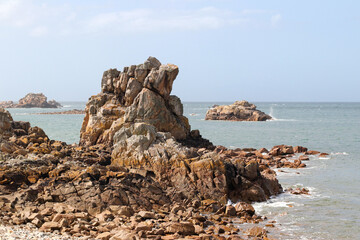Rocky coast of Brittany -  Pink Granite Coast, Le Gouffre, Brittany, France