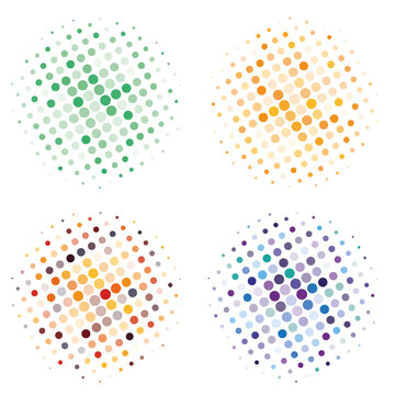 Set ot halftone circles. Halftone colorful dot pattern.