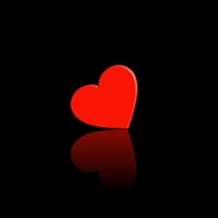 red heart on black background