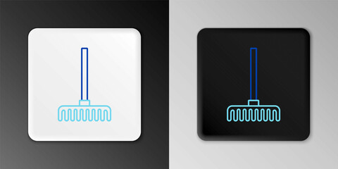 Line Garden rake icon isolated on grey background. Tool for horticulture, agriculture, farming. Ground cultivator. Colorful outline concept. Vector