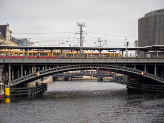 Houses and buildings on the embankment of the city of Berlin.