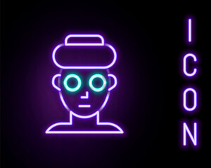 Glowing neon line Facial cosmetic mask icon isolated on black background. Cosmetology, medicine and health care. Colorful outline concept. Vector