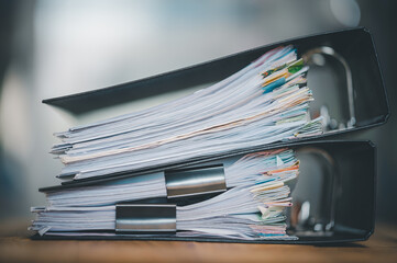document file paperwork Stacked files at office