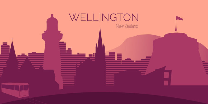 Wellington City Silhouette At Sunset