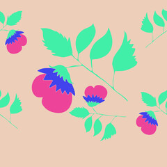 Horizontal stylized colored branches.Hand drawn.