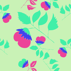 Seamless tylized colored branches.Hand drawn.