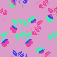 Seamless stylized colored branches.Hand drawn.