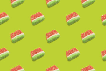 Delicious colorful jelly candy on background