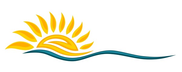 Obraz premium Sun and Blue Wave Symbol. 
