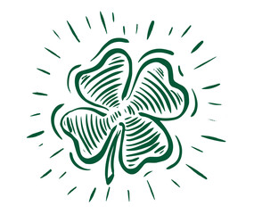 Patrick day. Clover, hand drawn illustration.	
