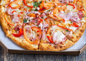 delicious pizza from different ingredients