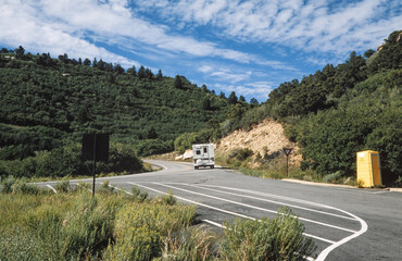 Road and campervan Mesa Verde New Mexico USA