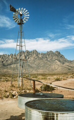 Original Windmill at desert Organ Pipe Mountains New MexicoUSA