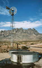 Original Windmill at desert Organ Pipe Mountains New MexicoUSA