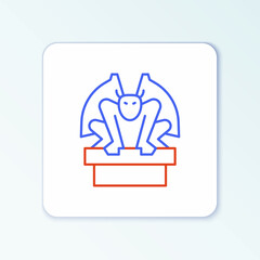 Line Gargoyle on pedestal icon isolated on white background. Colorful outline concept. Vector