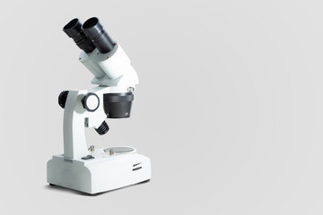 Stereoscopic microscope. Medical, health and biological concept. Using the microscope for research, scientific purposes.