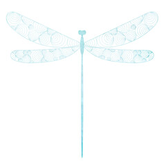 dragonfly watercolor silhouette,on white background,vector