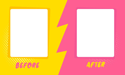 Template background before and after. Comics style design. Vector illustration