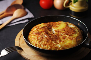 Traditional Spanish dish tortilla on the table