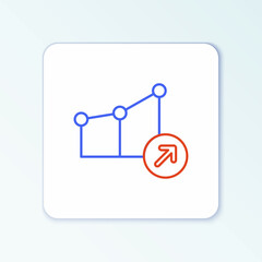Line Financial growth icon isolated on white background. Increasing revenue. Colorful outline concept. Vector