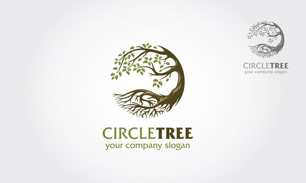 Circle Tree Logo Template. Tree vector logo this beautiful tree is a symbol of life, beauty, growth, strength, and good health.