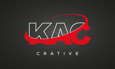 KAC creative letters logo with 360 symbol vector art template design	
