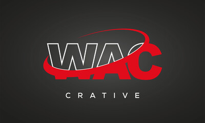 WAC creative letters logo with 360 symbol vector art template design	