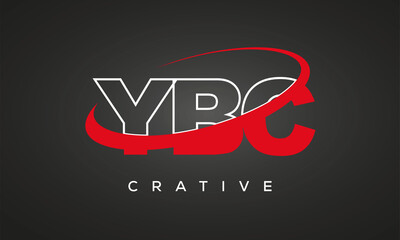YBC creative letters logo with 360 symbol vector art template design	
