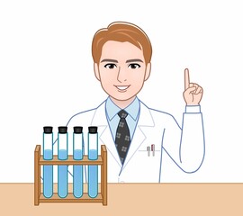 白衣を着た研究者の男性