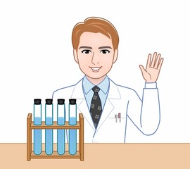 白衣を着た研究者の男性