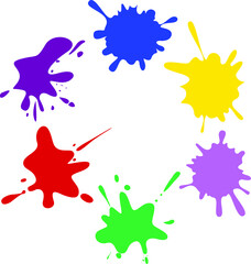set of colorful ink splashes