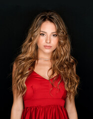 Naklejka premium Attractive woman in stylish dress