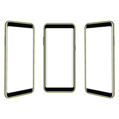 Smartphones display realistic mock-up. Isolated blank screen mobile. Graphic vector illustrator.