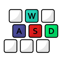 wasd keys solid mechanical keyboard Concept Vector Icon Design, E-sports or mind sport Symbol, Digital sports Equipment Sign, Video games hardware Stock illustration