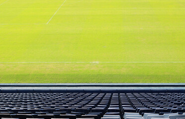 Football field background view from grandstand.	