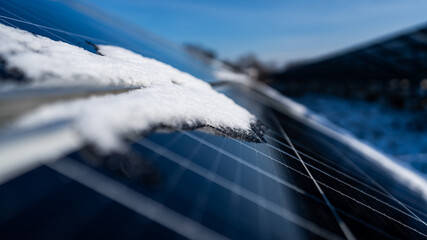 icicles on a roof - photovoltaics - panel solar