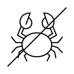 Iconos de menú de alérgenos alimentarios en círculos. Iconos blancos de alérgenos alimentarios en círculos negros. Marisco, crustáceos, cangrejos alergia iconos vectoriales.