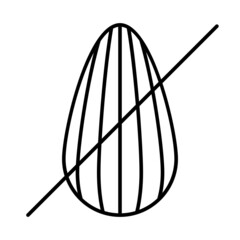 Iconos de men&uacute; de al&eacute;rgenos alimentarios en c&iacute;rculos. Iconos blancos de al&eacute;rgenos alimentarios en c&iacute;rculos negros. Almendras, nueces y frutos secos alergia iconos vectoriales.