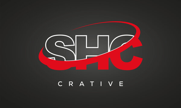 SHC creative letters logo with 360 symbol vector art template design	