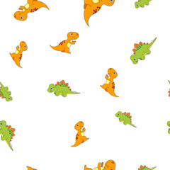 Tyrannosaur and stegosaurus seamless pattern