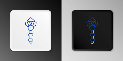 Line Magic wand icon isolated on grey background. Star shape magic accessory. Magical power. Colorful outline concept. Vector