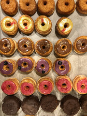 vertical shot of gourmet donuts