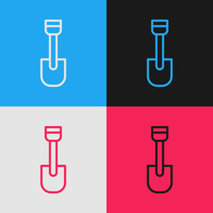 Pop art line Shovel toy icon isolated on color background. Vector