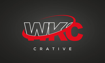 WKC creative letters logo with 360 symbol vector design	