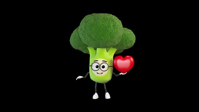 Broccoli dancing with a heart