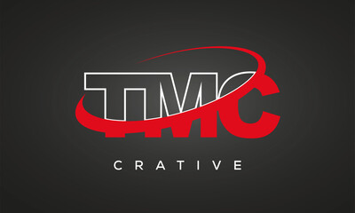 TMC creative letters logo with 360 symbol vector design	