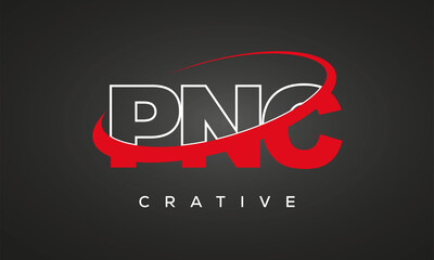 PNC creative letters logo with 360 symbol vector design	