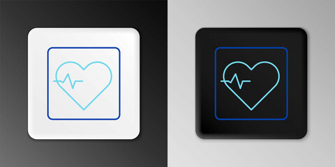 Line Heart rate icon isolated on grey background. Heartbeat sign. Heart pulse icon. Cardiogram icon. Colorful outline concept. Vector