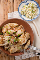 Ukrainian dumplings. Top view
